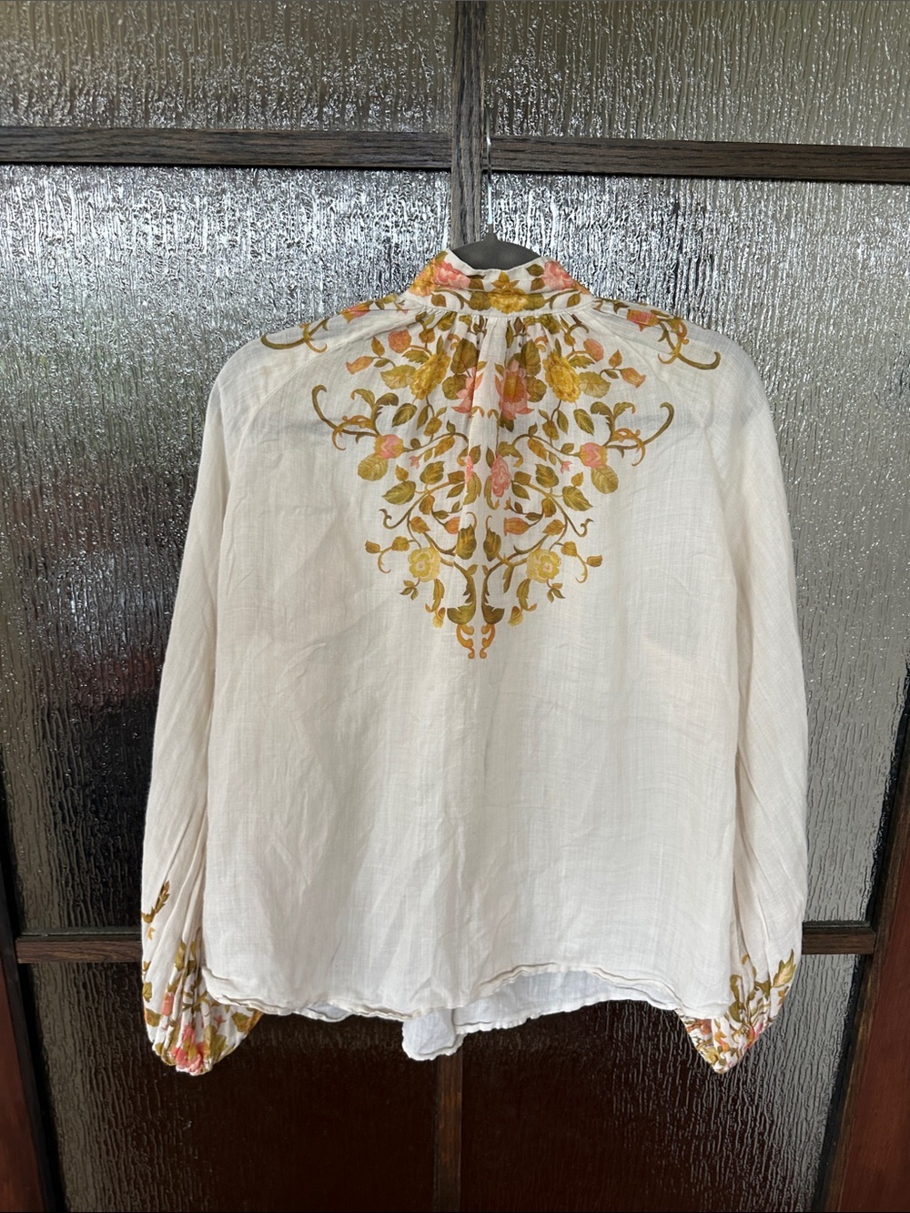 Kate Ford Noaea Blouse Cream Floral Peasant Blouse size US 6-8 - Picture 10 of 12